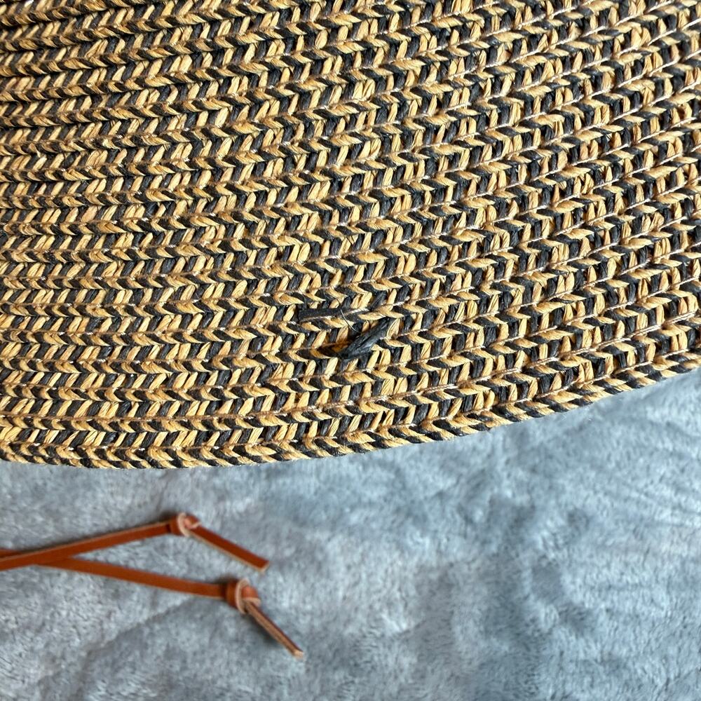 Nine West Wide Brim Straw Sun Hat Brown Black Floppy Beach Resort Womens - Picture 4 of 8